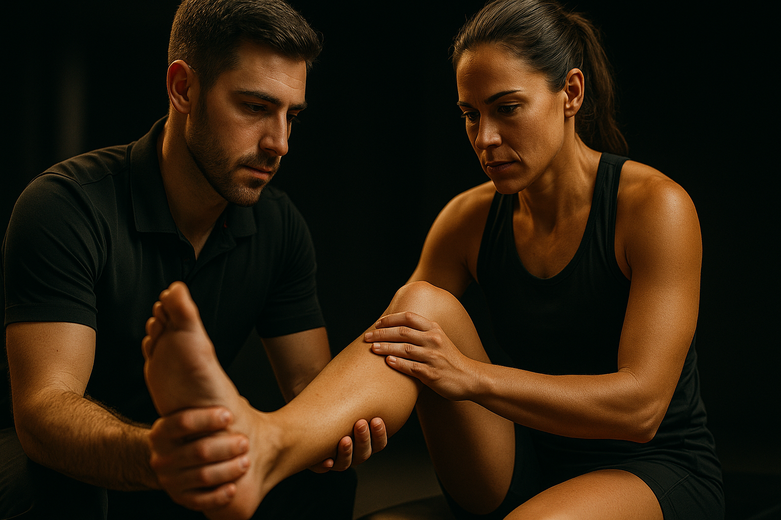 vrouw met enkelklachten bij de fysiotherapeut