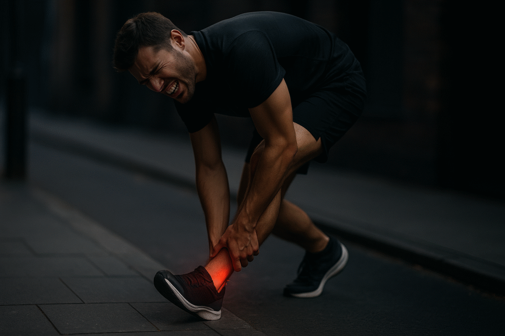 men verstapt zich tijdens het hardlopen