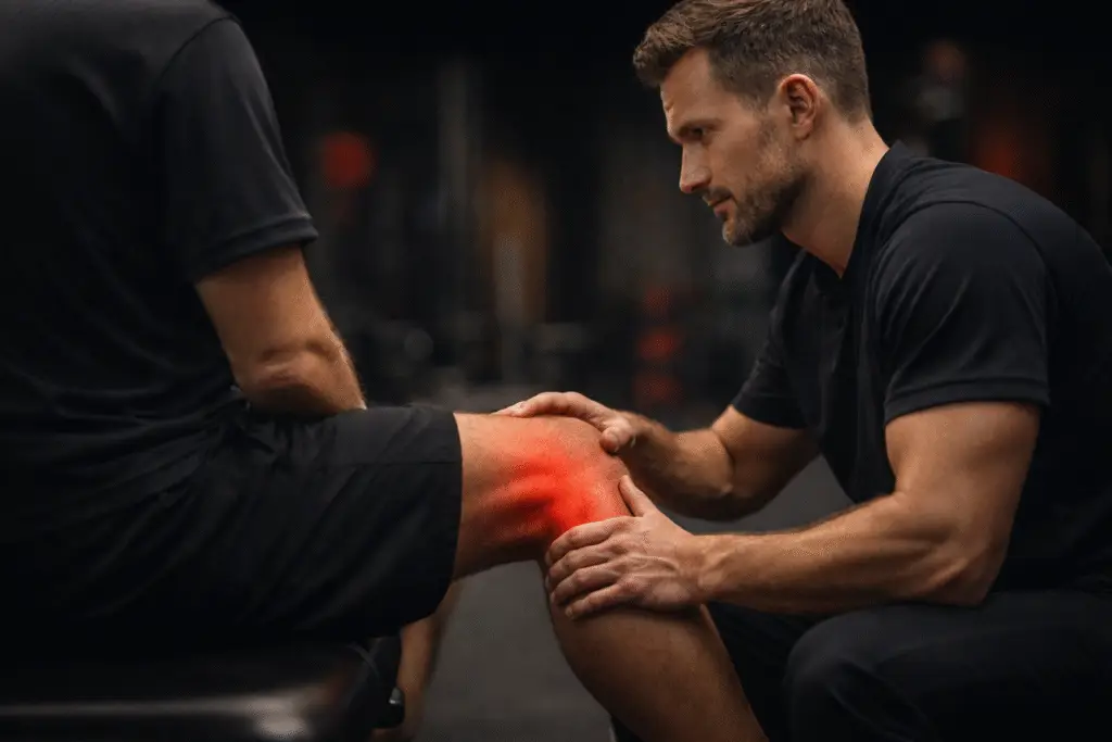 man met klachten aan de peesplaat