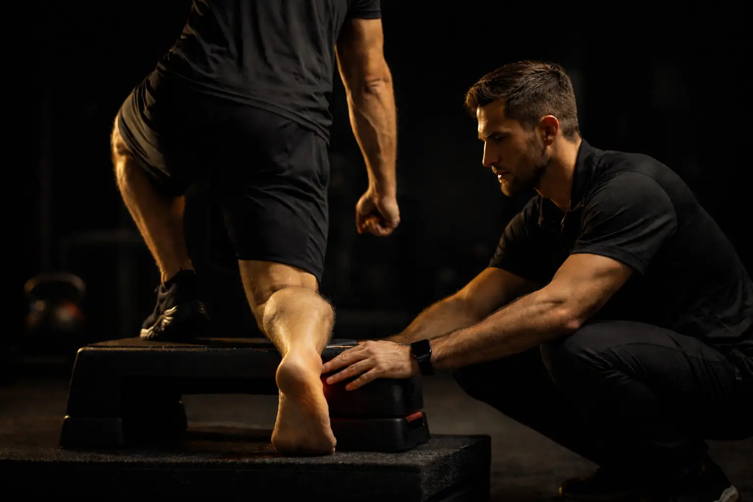 fysiotherapeut gaat trainen om iemand van Fasciitis plantaris (hielspoor) af te helpen